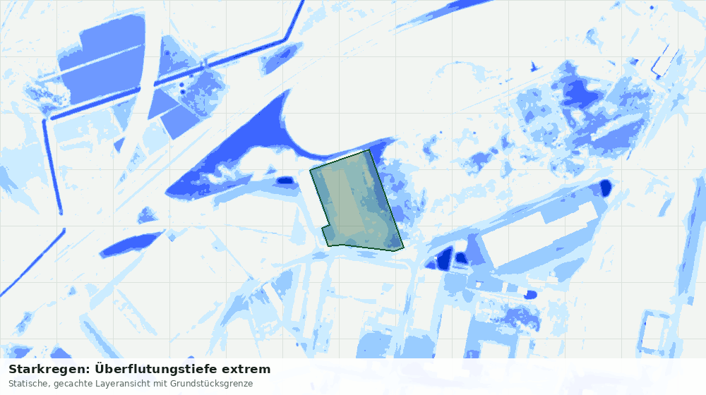 Statische Kartenansicht: Starkregen: Überflutungstiefe extrem