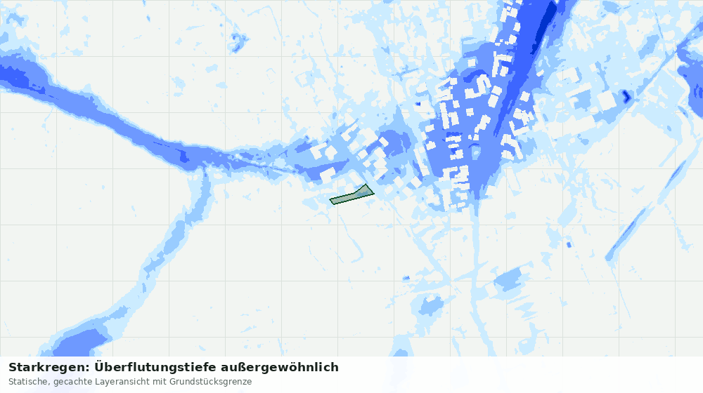 Statische Kartenansicht: Starkregen: Überflutungstiefe außergewöhnlich