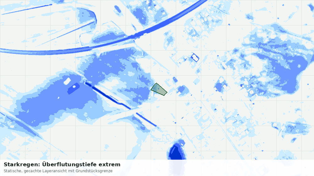 Statische Kartenansicht: Starkregen: Überflutungstiefe extrem