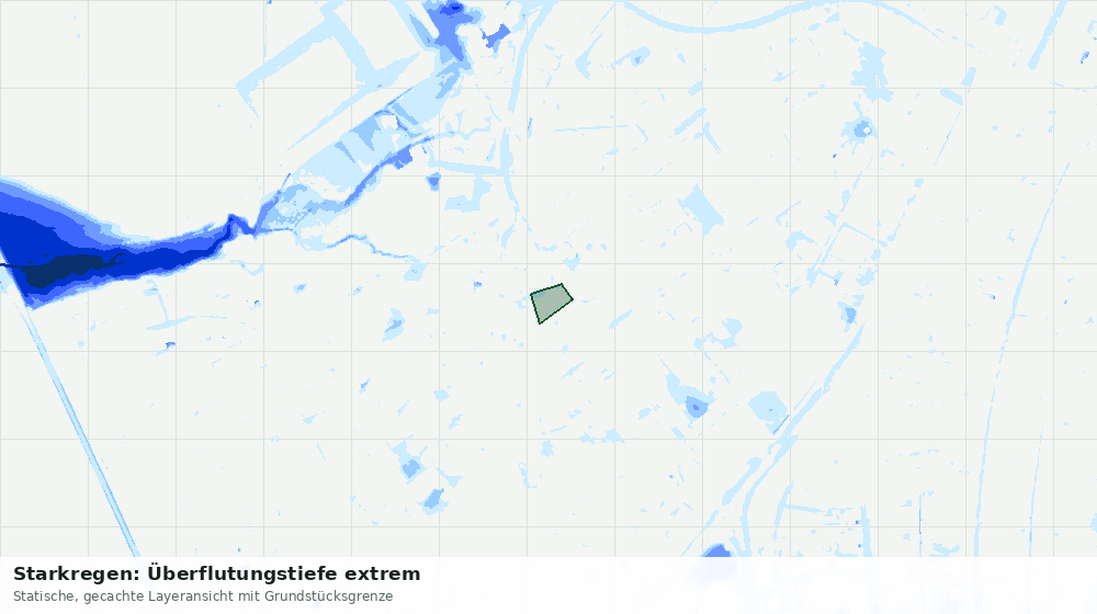Statische Kartenansicht: Starkregen: Überflutungstiefe extrem