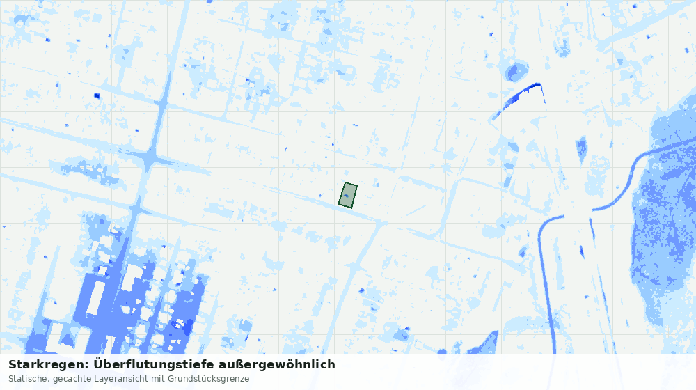 Statische Kartenansicht: Starkregen: Überflutungstiefe außergewöhnlich