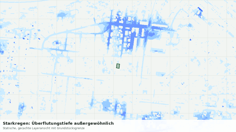 Statische Kartenansicht: Starkregen: Überflutungstiefe außergewöhnlich