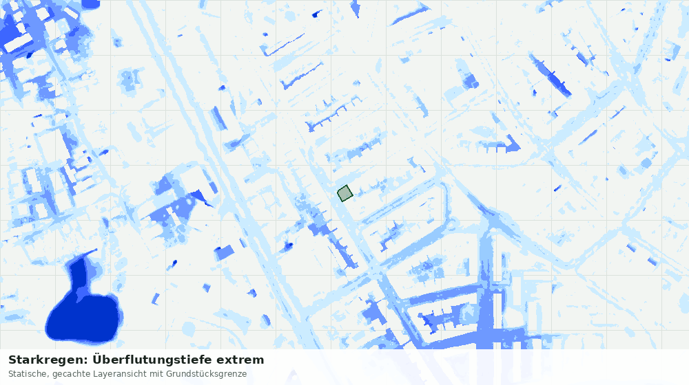 Statische Kartenansicht: Starkregen: Überflutungstiefe extrem