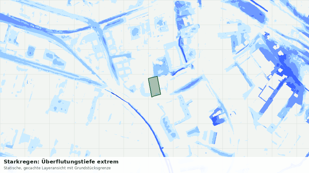 Statische Kartenansicht: Starkregen: Überflutungstiefe extrem