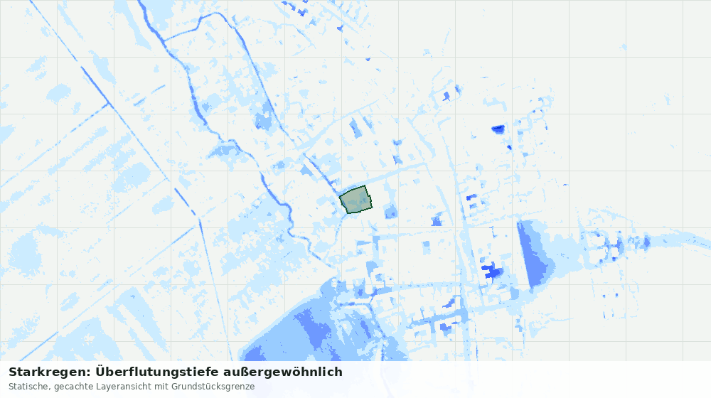 Statische Kartenansicht: Starkregen: Überflutungstiefe außergewöhnlich