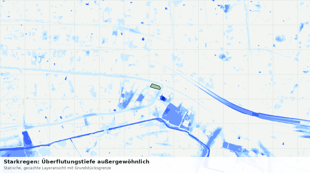 Statische Kartenansicht: Starkregen: Überflutungstiefe außergewöhnlich