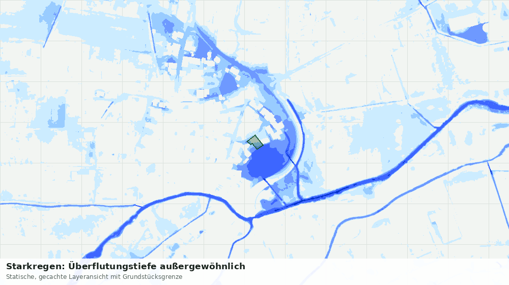 Statische Kartenansicht: Starkregen: Überflutungstiefe außergewöhnlich