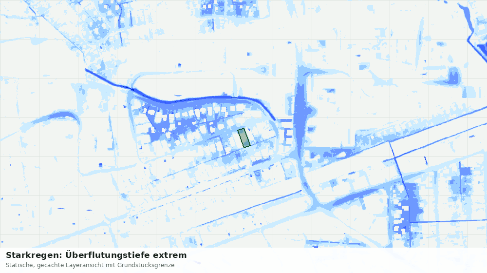 Statische Kartenansicht: Starkregen: Überflutungstiefe extrem