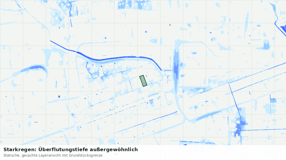 Statische Kartenansicht: Starkregen: Überflutungstiefe außergewöhnlich