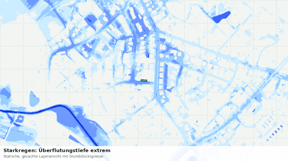 Statische Kartenansicht: Starkregen: Überflutungstiefe extrem
