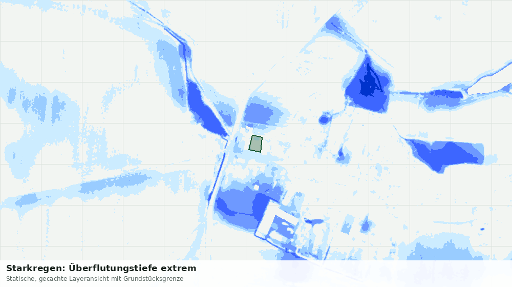 Statische Kartenansicht: Starkregen: Überflutungstiefe extrem