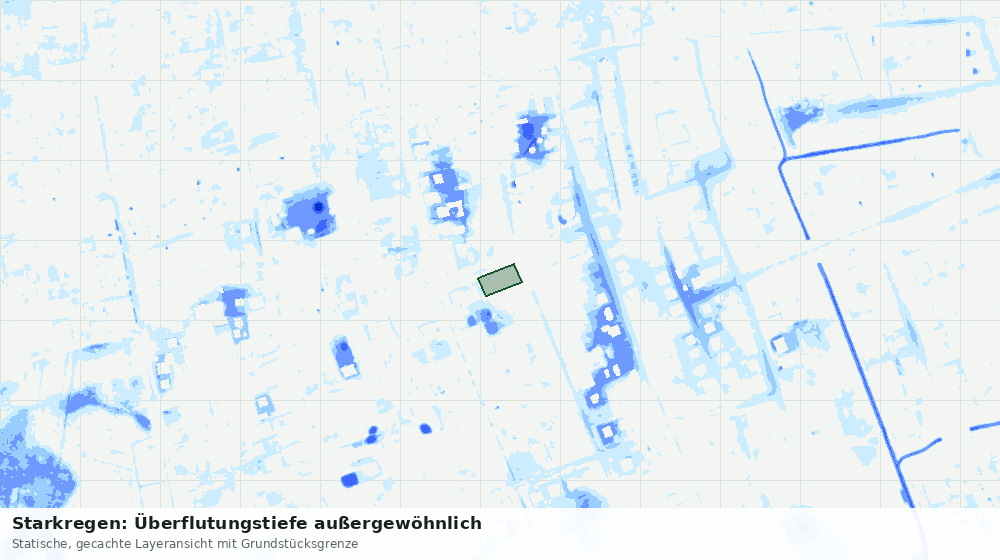 Statische Kartenansicht: Starkregen: Überflutungstiefe außergewöhnlich
