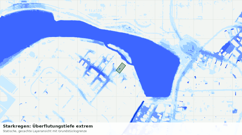 Statische Kartenansicht: Starkregen: Überflutungstiefe extrem