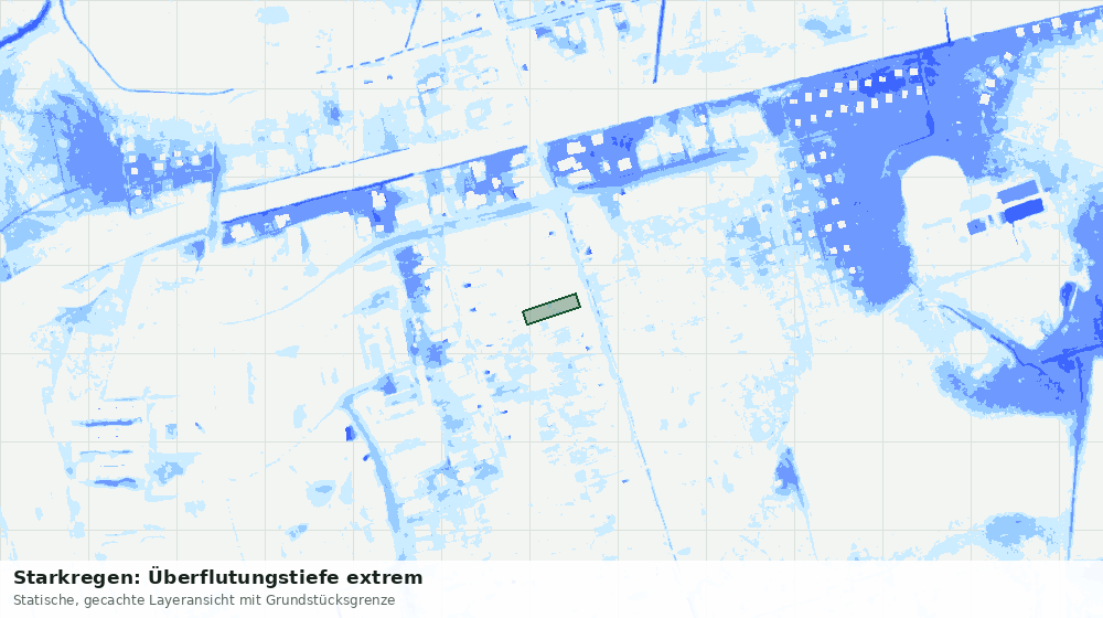 Statische Kartenansicht: Starkregen: Überflutungstiefe extrem
