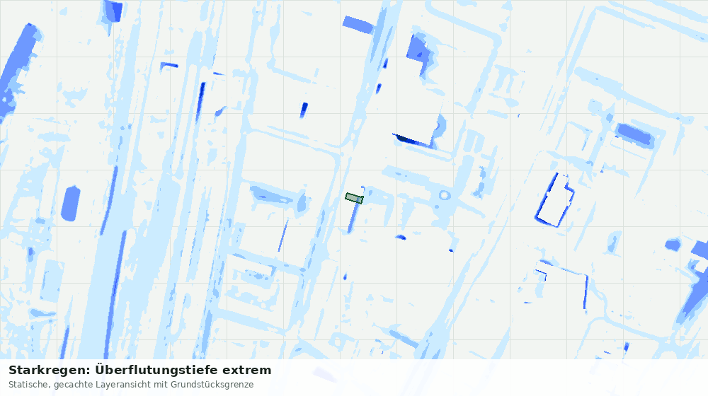 Statische Kartenansicht: Starkregen: Überflutungstiefe extrem