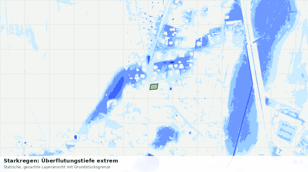 Statische Kartenansicht: Starkregen: Überflutungstiefe extrem