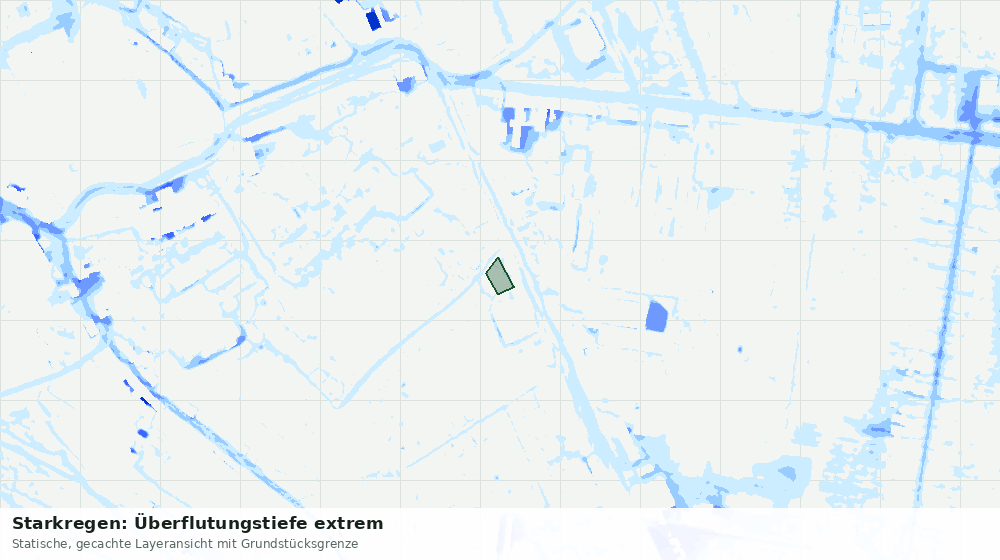Statische Kartenansicht: Starkregen: Überflutungstiefe extrem