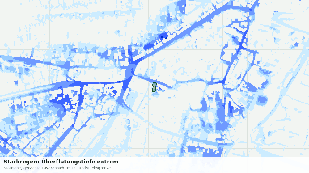 Statische Kartenansicht: Starkregen: Überflutungstiefe extrem