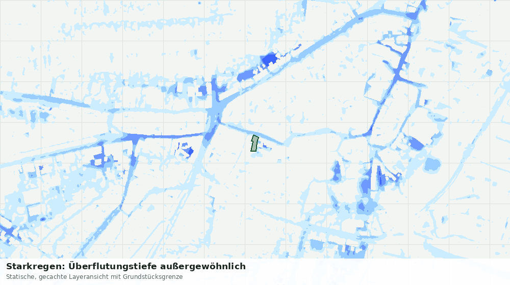 Statische Kartenansicht: Starkregen: Überflutungstiefe außergewöhnlich