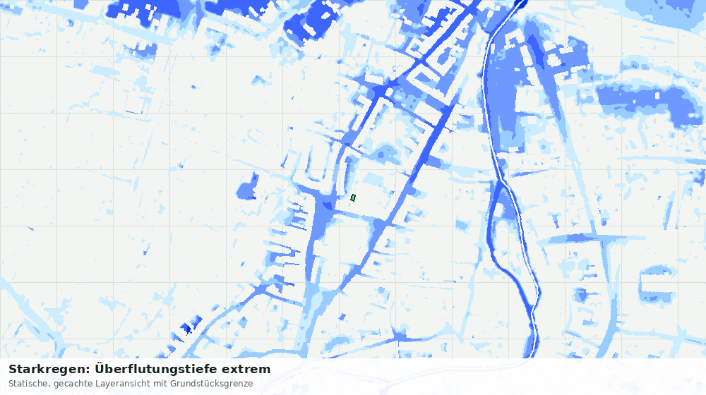 Statische Kartenansicht: Starkregen: Überflutungstiefe extrem