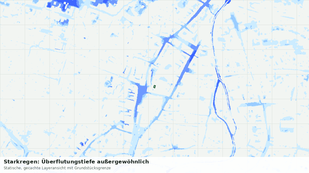 Statische Kartenansicht: Starkregen: Überflutungstiefe außergewöhnlich