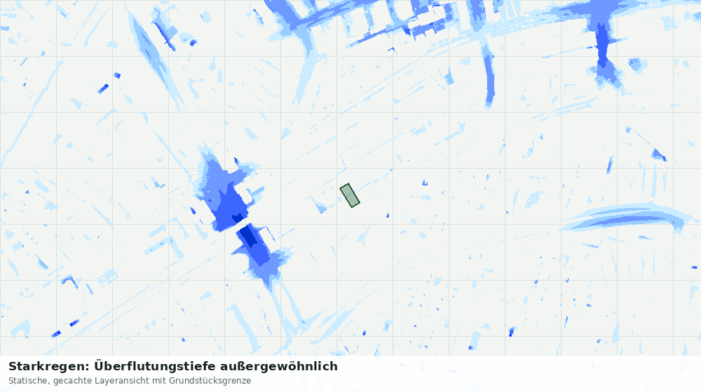 Statische Kartenansicht: Starkregen: Überflutungstiefe außergewöhnlich