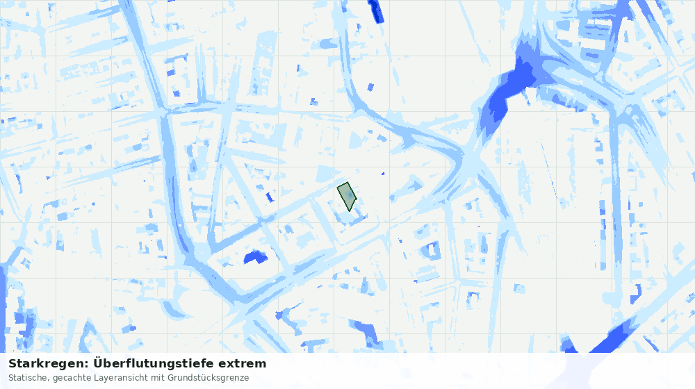 Statische Kartenansicht: Starkregen: Überflutungstiefe extrem