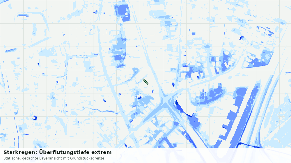 Statische Kartenansicht: Starkregen: Überflutungstiefe extrem