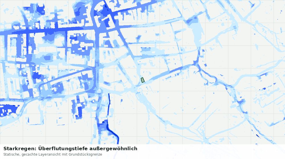 Statische Kartenansicht: Starkregen: Überflutungstiefe außergewöhnlich