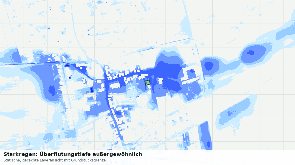 Statische Kartenansicht: Starkregen: Überflutungstiefe außergewöhnlich
