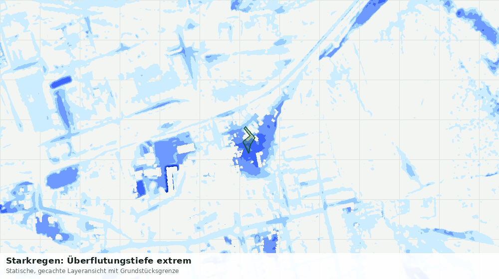 Statische Kartenansicht: Starkregen: Überflutungstiefe extrem