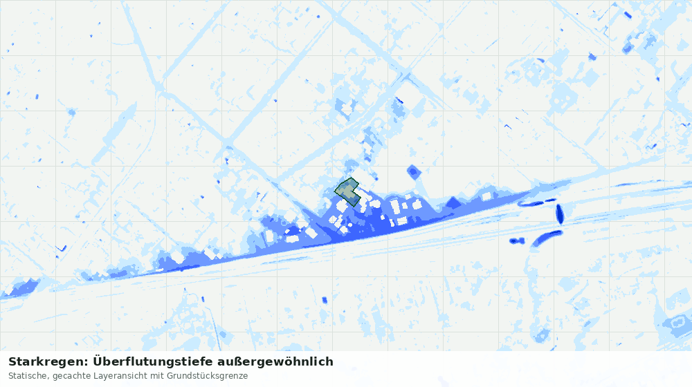 Statische Kartenansicht: Starkregen: Überflutungstiefe außergewöhnlich