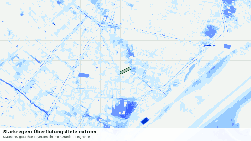 Statische Kartenansicht: Starkregen: Überflutungstiefe extrem