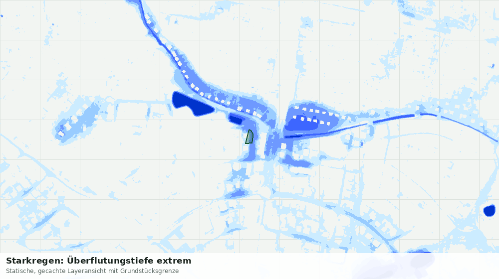 Statische Kartenansicht: Starkregen: Überflutungstiefe extrem