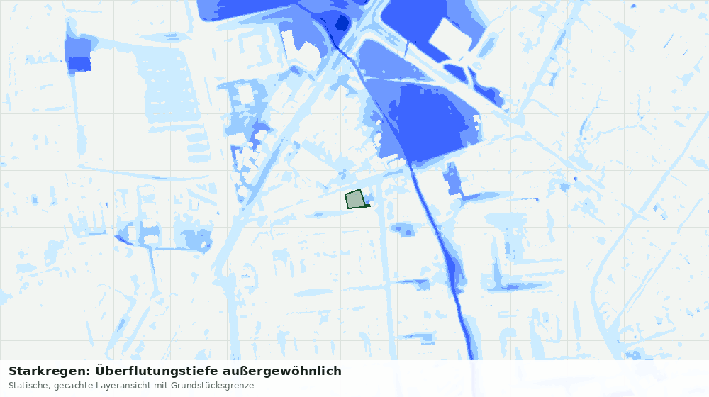 Statische Kartenansicht: Starkregen: Überflutungstiefe außergewöhnlich