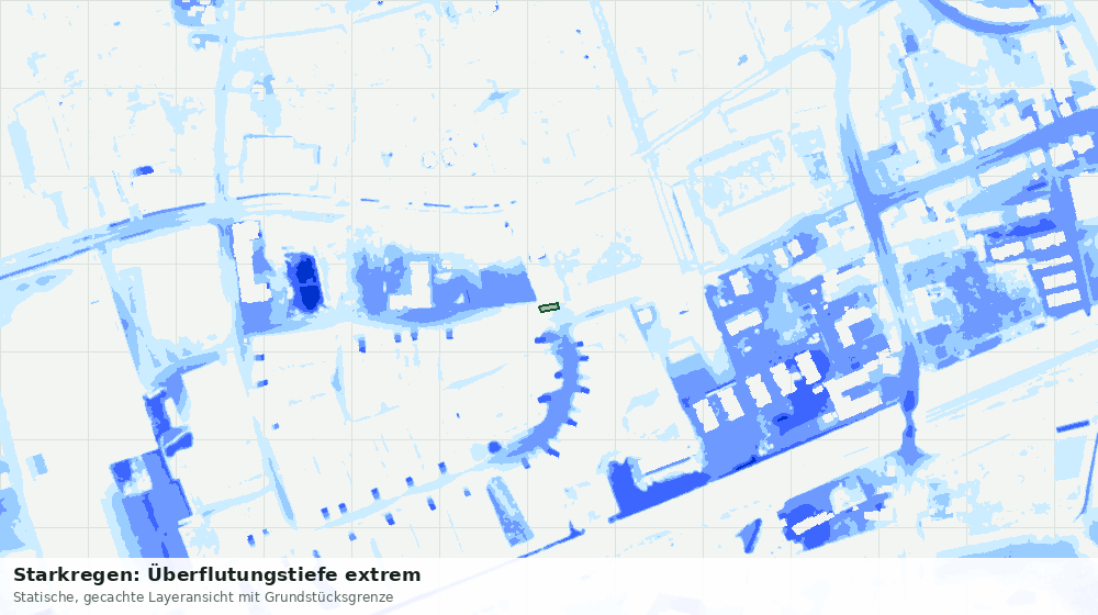 Statische Kartenansicht: Starkregen: Überflutungstiefe extrem