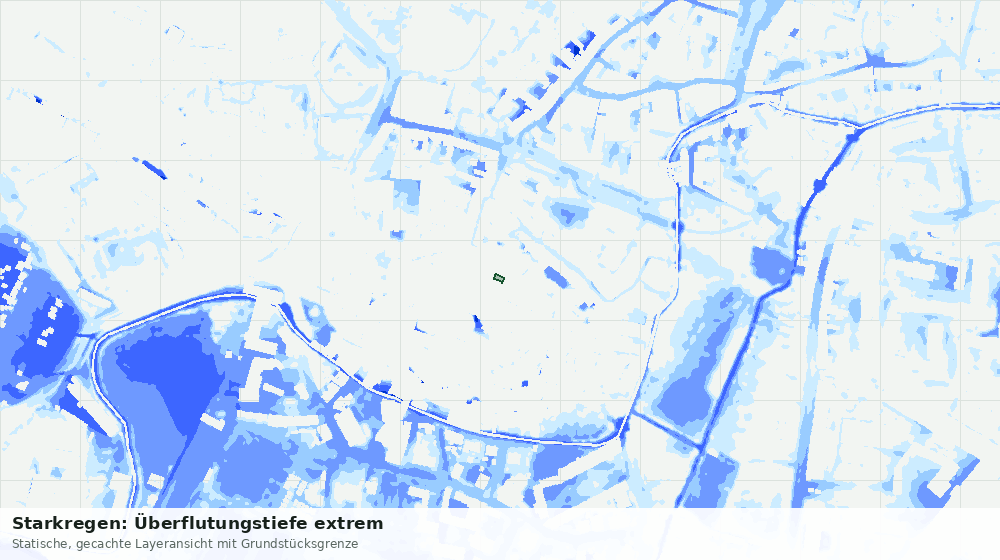 Statische Kartenansicht: Starkregen: Überflutungstiefe extrem