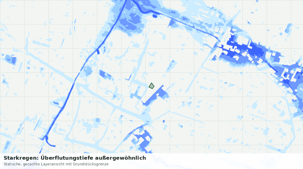 Statische Kartenansicht: Starkregen: Überflutungstiefe außergewöhnlich