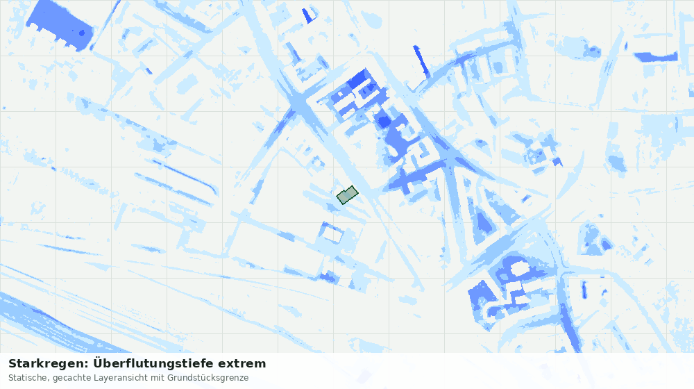 Statische Kartenansicht: Starkregen: Überflutungstiefe extrem