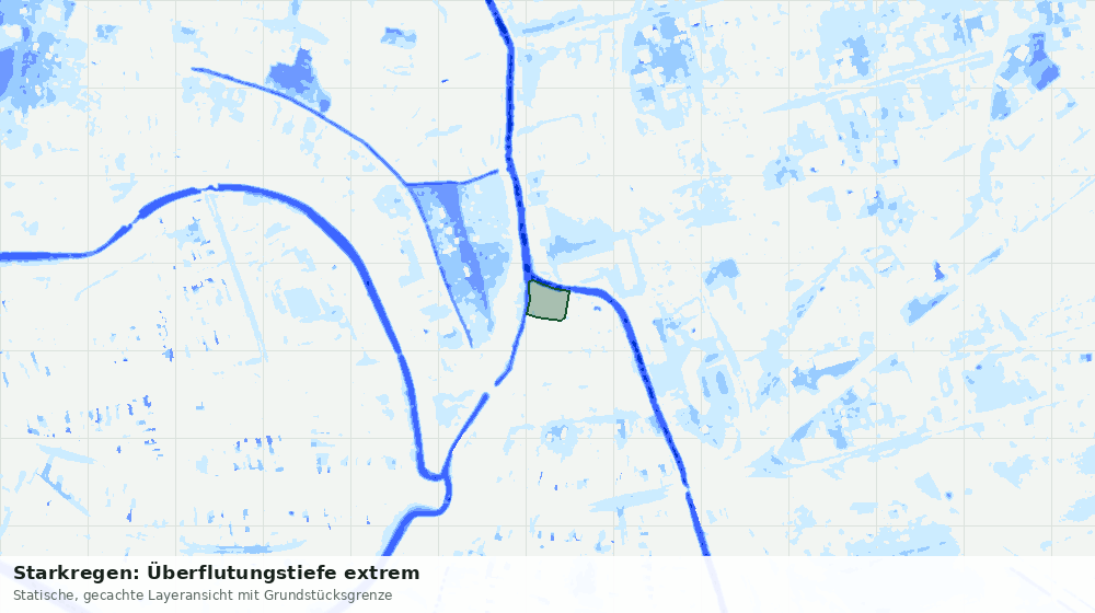 Statische Kartenansicht: Starkregen: Überflutungstiefe extrem