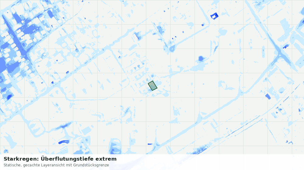 Statische Kartenansicht: Starkregen: Überflutungstiefe extrem