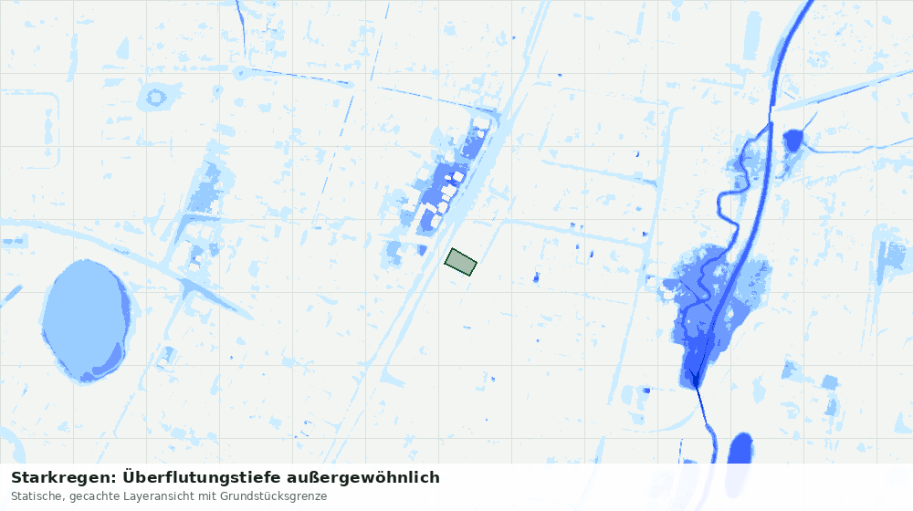 Statische Kartenansicht: Starkregen: Überflutungstiefe außergewöhnlich