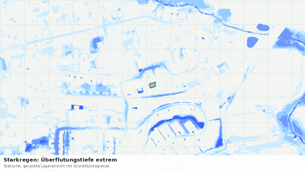 Statische Kartenansicht: Starkregen: Überflutungstiefe extrem