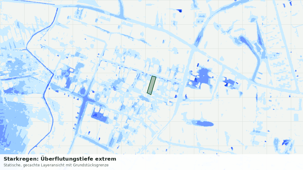 Statische Kartenansicht: Starkregen: Überflutungstiefe extrem