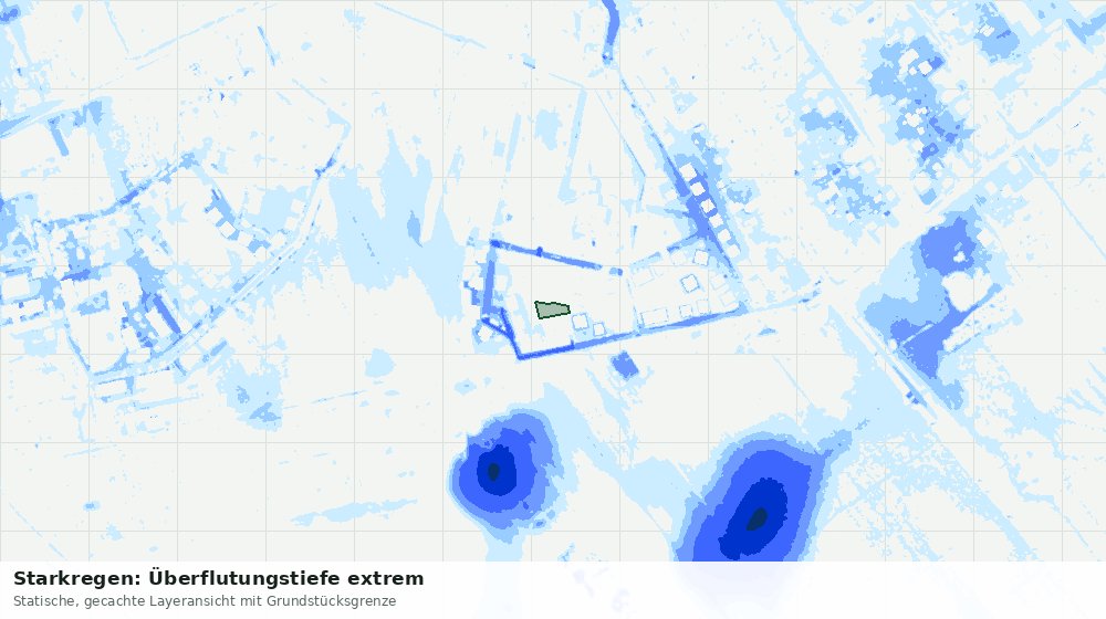 Statische Kartenansicht: Starkregen: Überflutungstiefe extrem