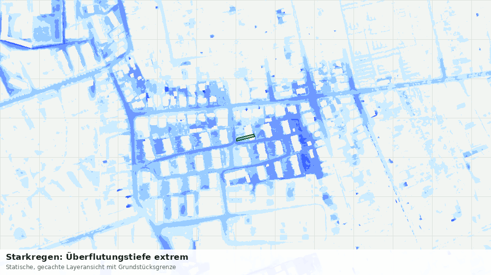 Statische Kartenansicht: Starkregen: Überflutungstiefe extrem