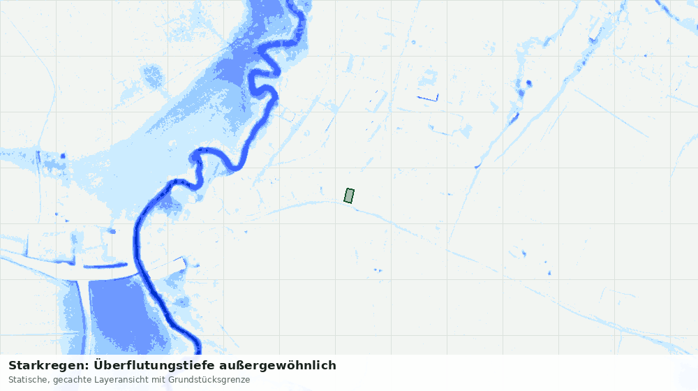 Statische Kartenansicht: Starkregen: Überflutungstiefe außergewöhnlich