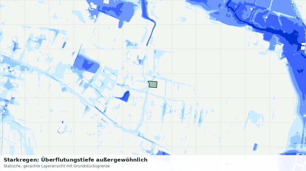 Statische Kartenansicht: Starkregen: Überflutungstiefe außergewöhnlich