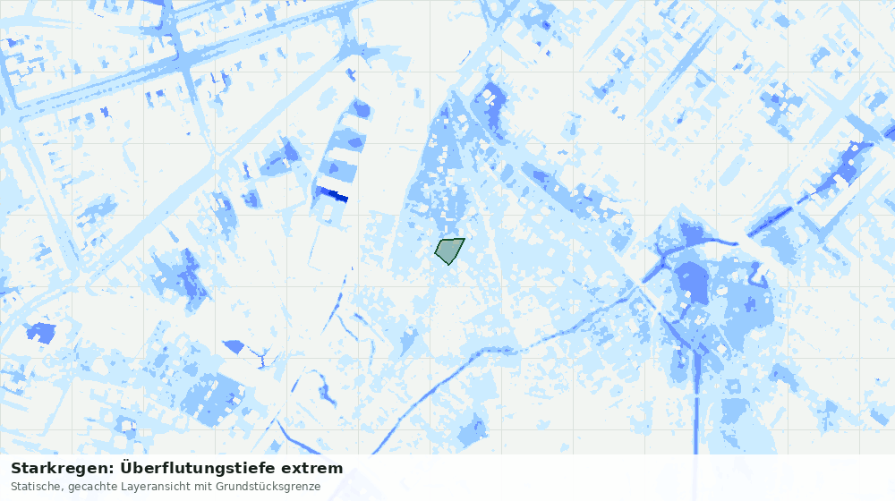 Statische Kartenansicht: Starkregen: Überflutungstiefe extrem