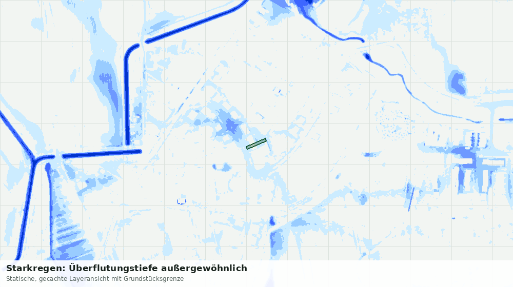Statische Kartenansicht: Starkregen: Überflutungstiefe außergewöhnlich
